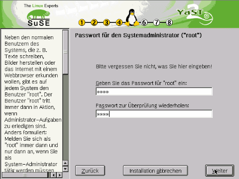 Passwort f&uuml;r Root
